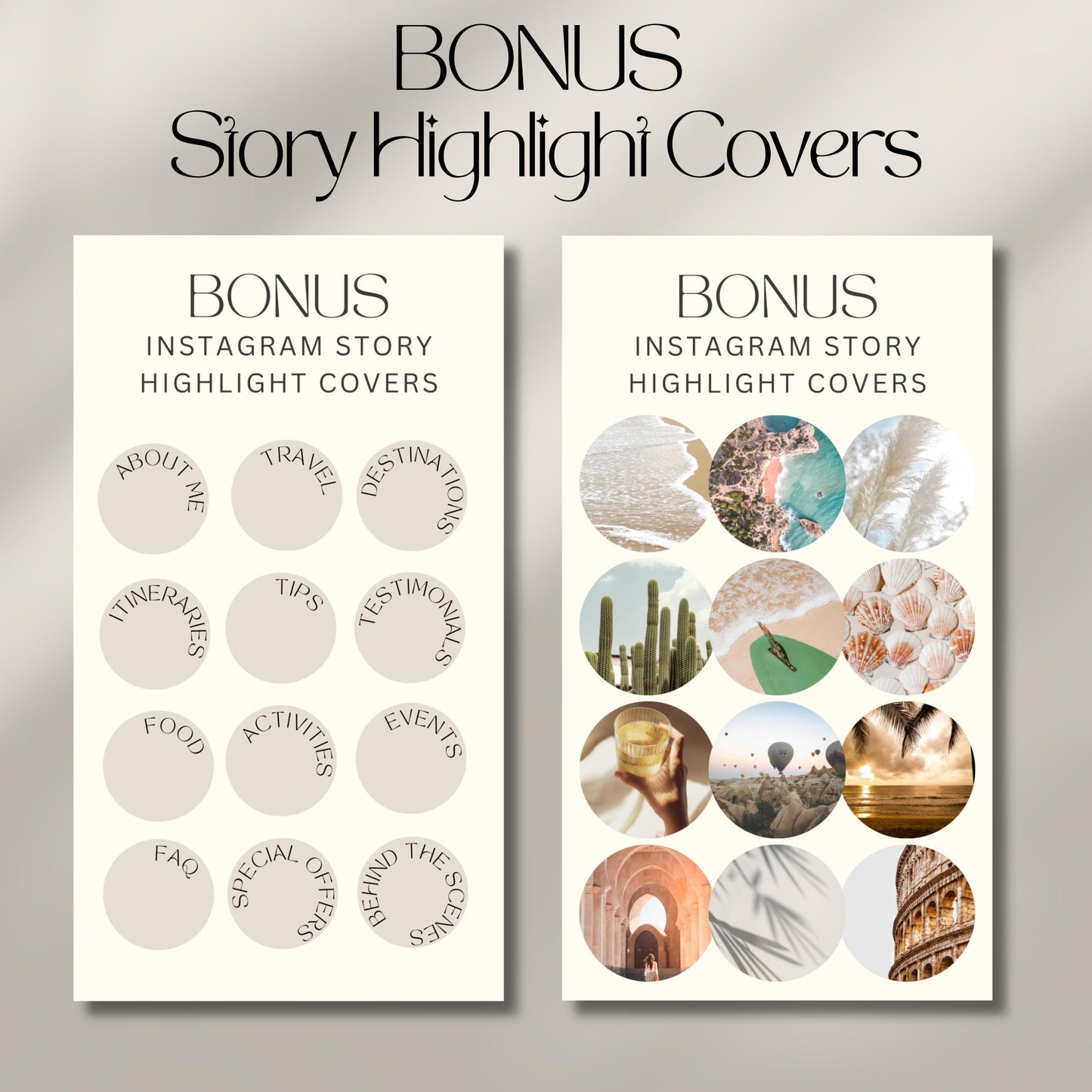 Two panels displaying bonus Instagram Story Highlight Covers.