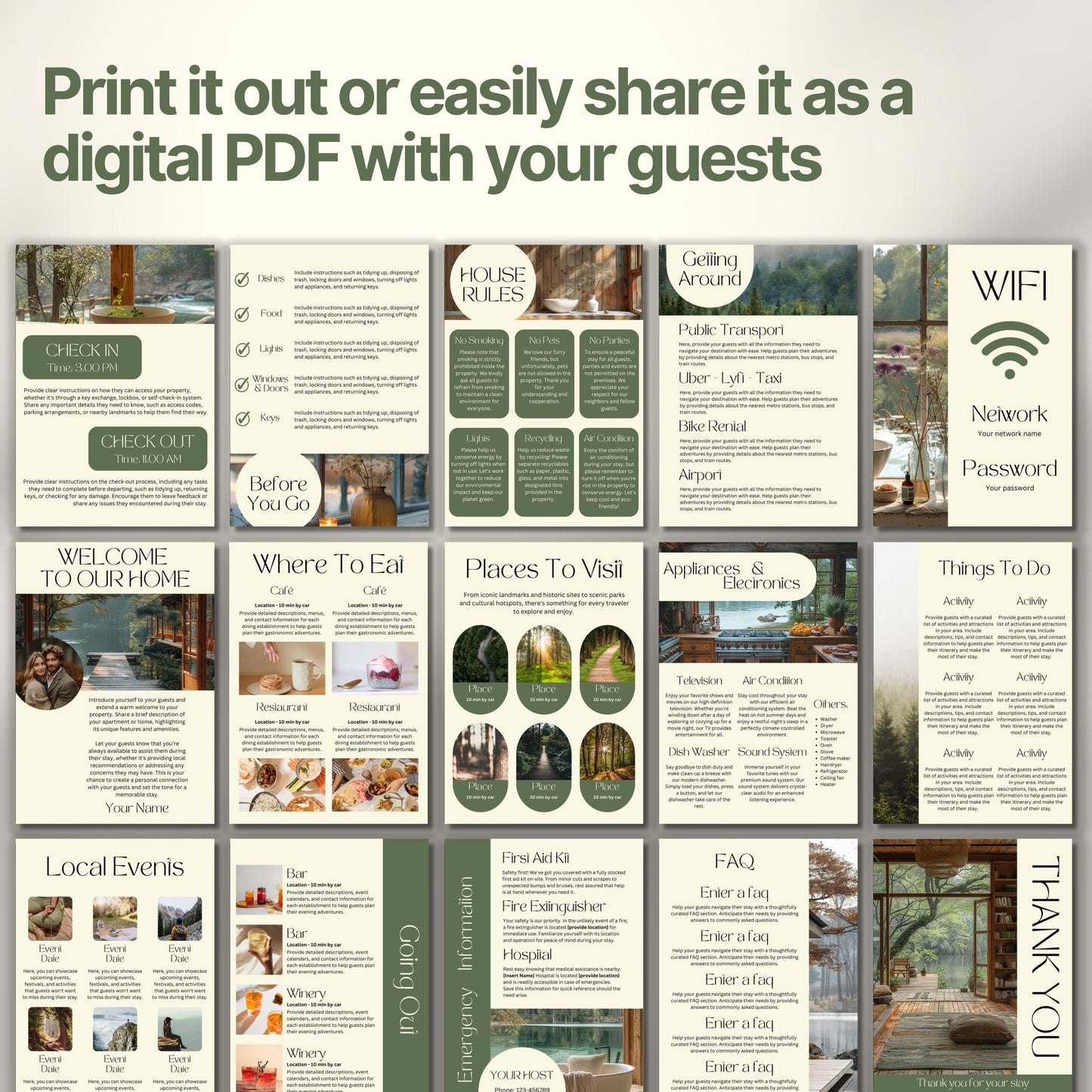 A promotional display showcasing a printable or shareable Airbnb Welcome Book.