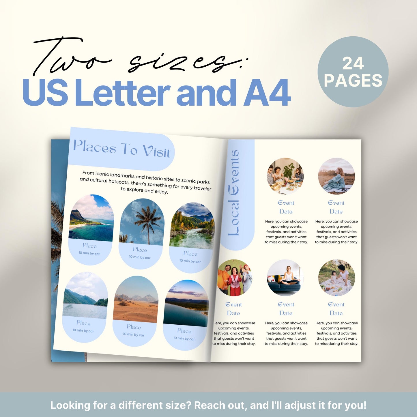A promotional graphic displaying an open welcome book.