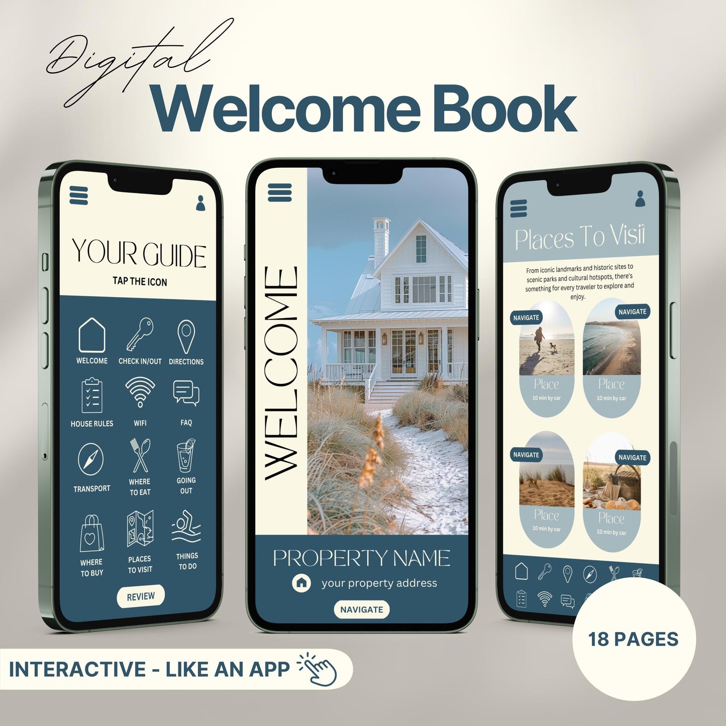 Overview of a airbnb host bundle showing a digital welcome book.