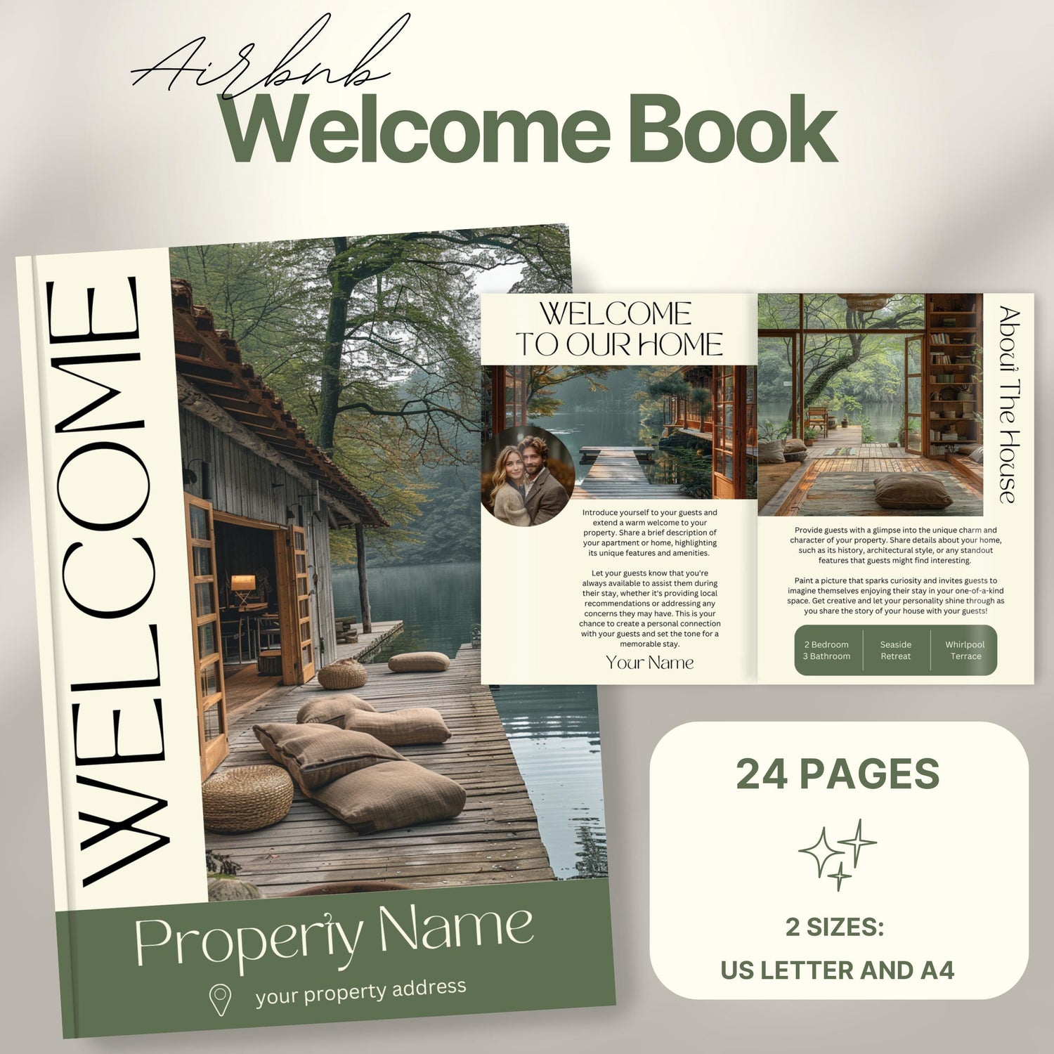 Overview of a airbnb host bundle showing a welcome book.