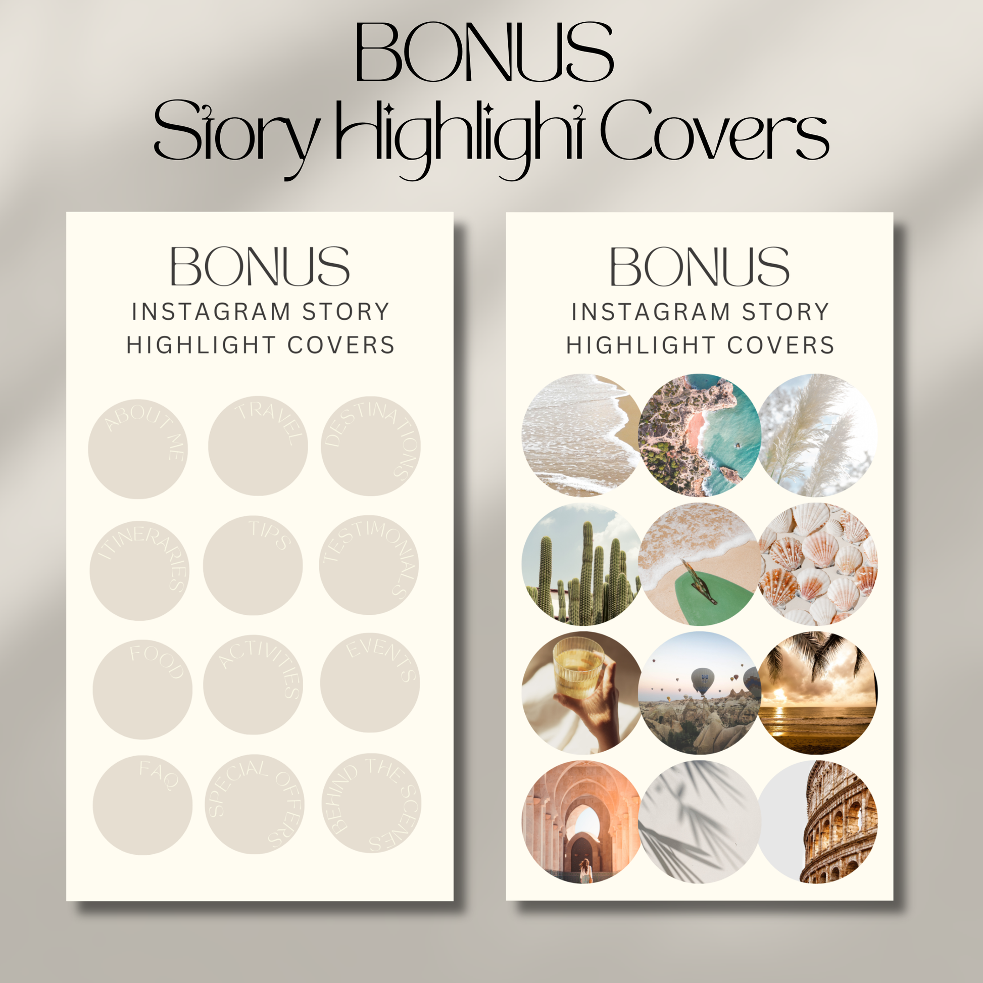 Two panels displaying bonus Instagram Story Highlight Covers.