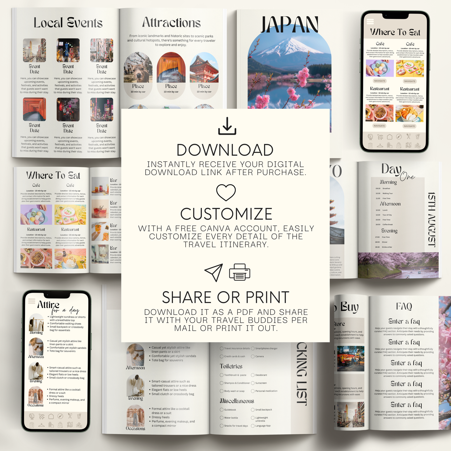 Japan Travel Itinerary Template - BUNDLE