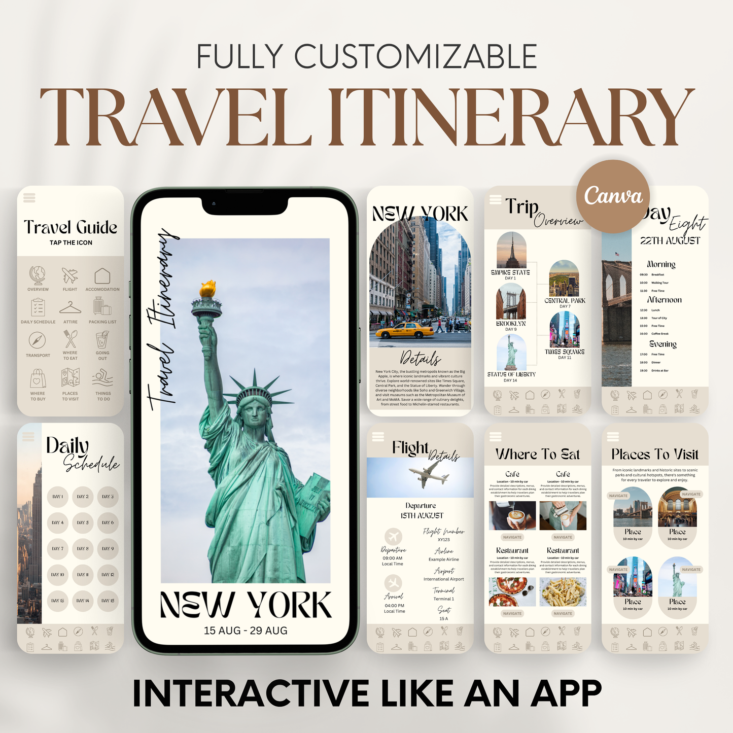 New York Travel Itinerary Template - BUNDLE
