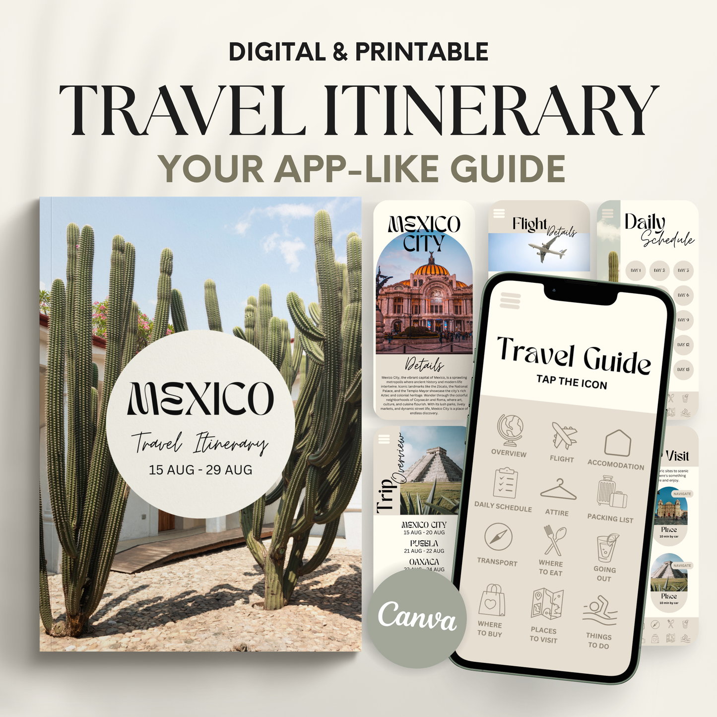 Mexico Travel Itinerary Template - BUNDLE