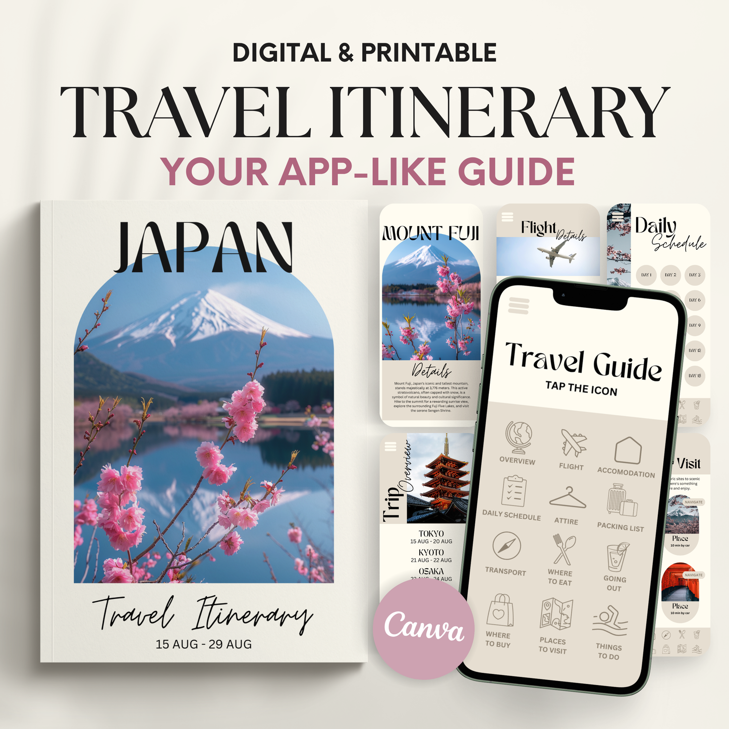 Japan Travel Itinerary Template - BUNDLE