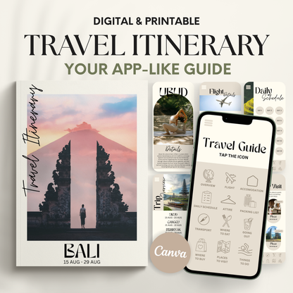 Bali Travel Itinerary Template - BUNDLE