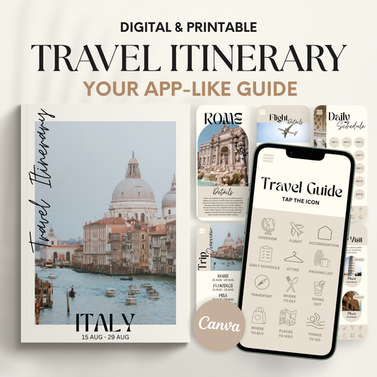 Italy Travel Itinerary Template - BUNDLE