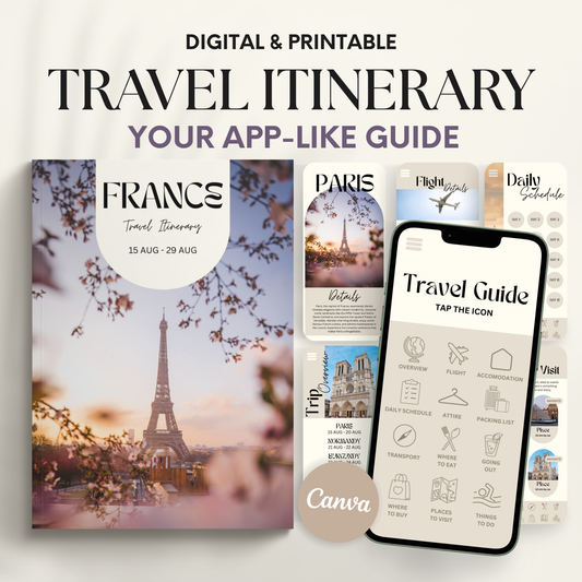France Travel Itinerary Template - BUNDLE