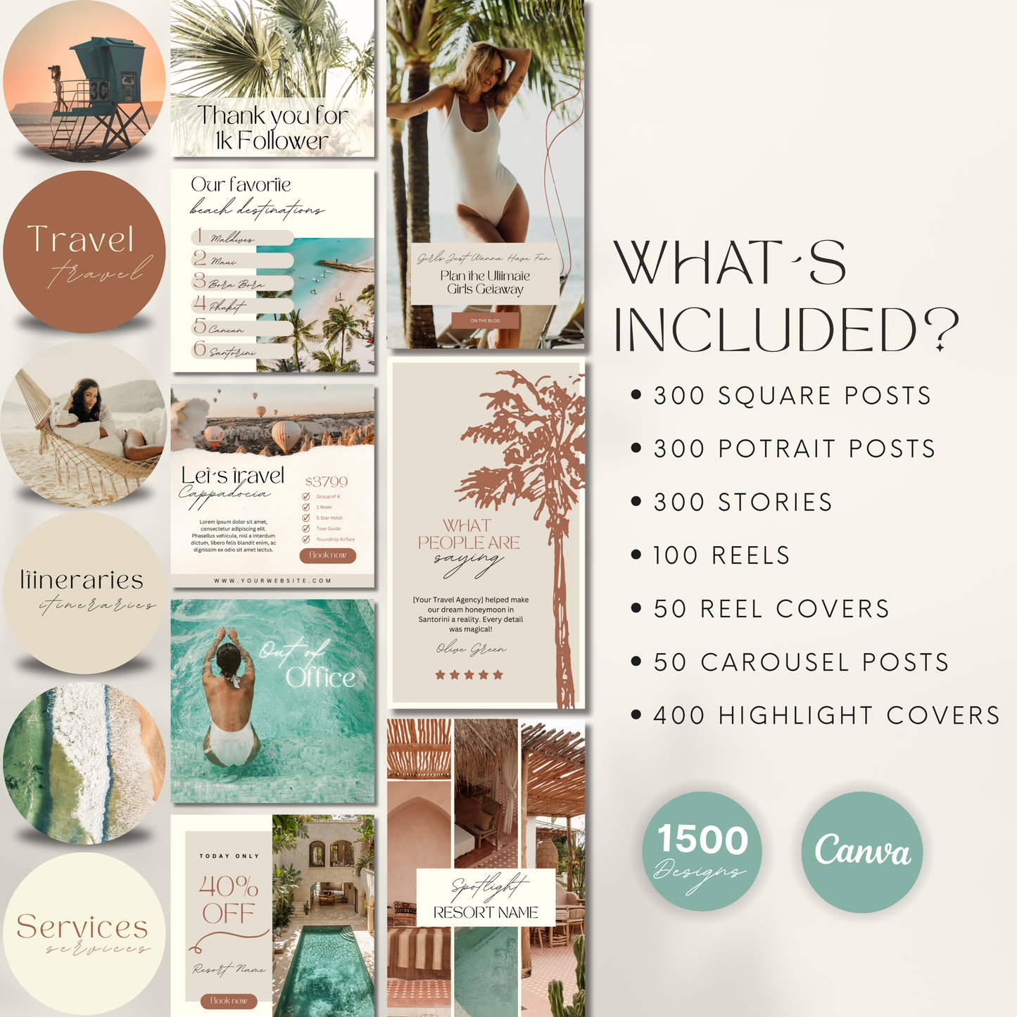 1500 Travel Instagram Bundle Template