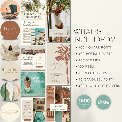 1500 Travel Instagram Bundle Template