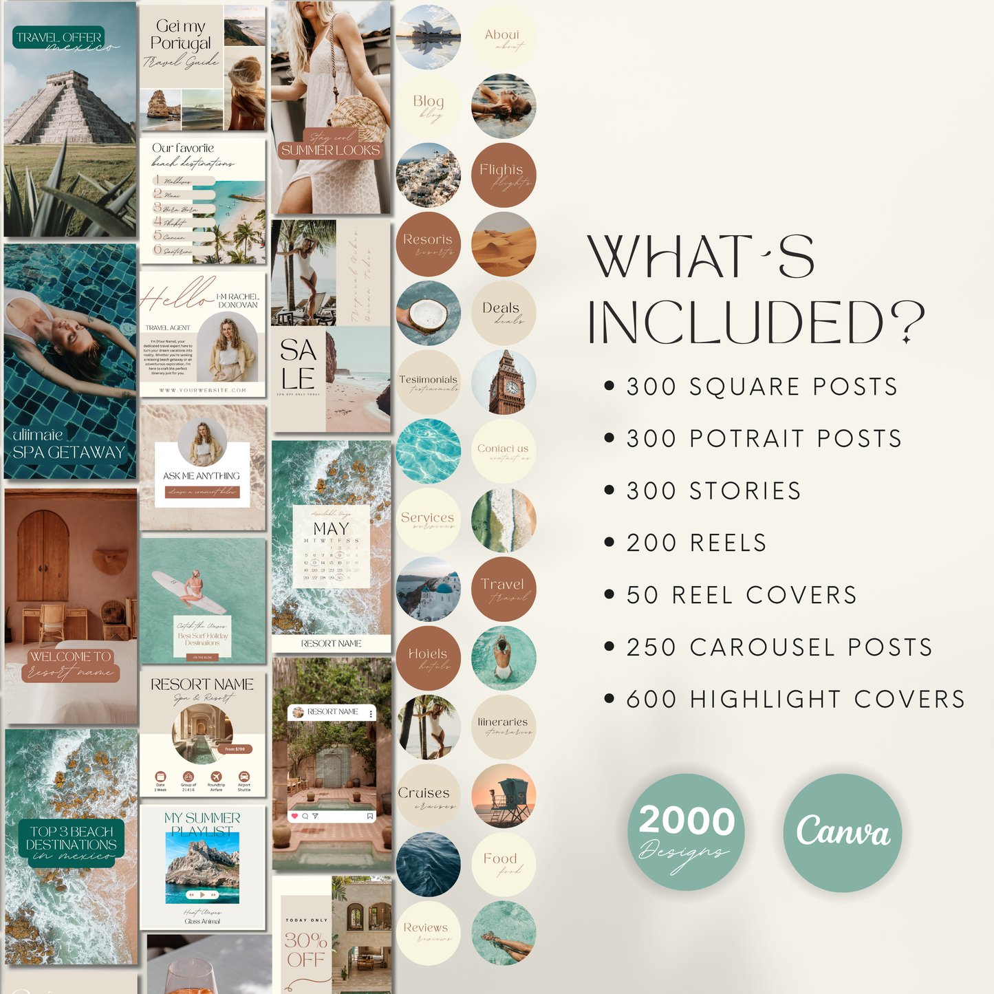 2000 Travel Instagram Bundle Template