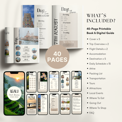 Bali Travel Itinerary Template - BUNDLE