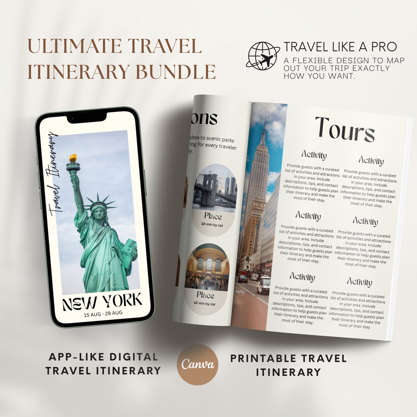 New York Travel Itinerary Template - BUNDLE