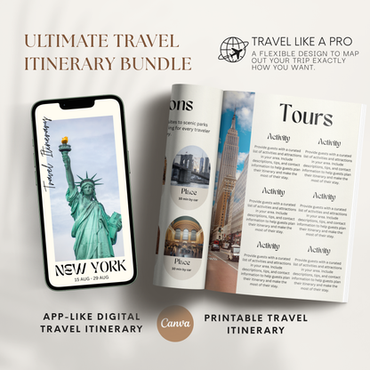 New York Travel Itinerary Template - BUNDLE