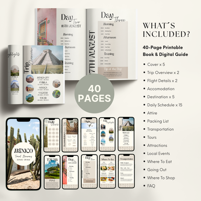 Mexico Travel Itinerary Template - BUNDLE