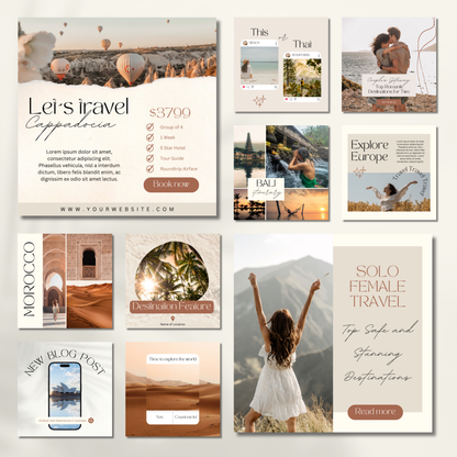 150 Travel Instagram Post & Story Templates