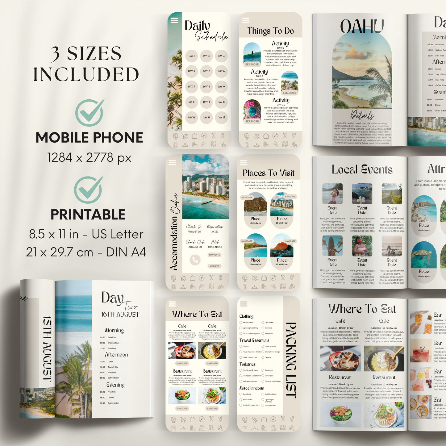 Hawaii Travel Itinerary Template - BUNDLE