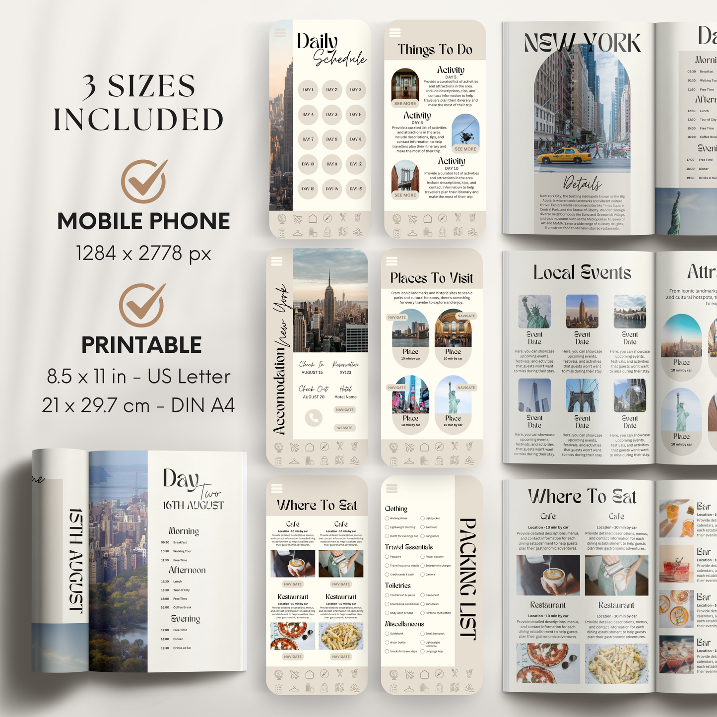 New York Travel Itinerary Template - BUNDLE