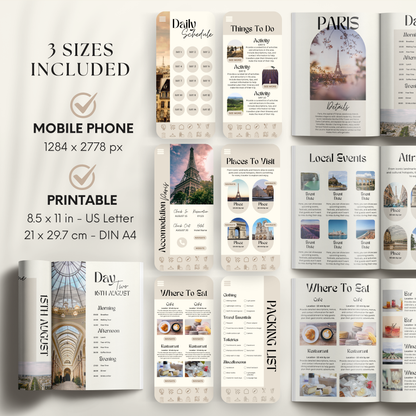 France Travel Itinerary Template - BUNDLE
