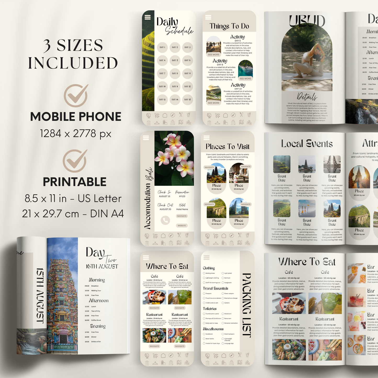 Bali Travel Itinerary Template - BUNDLE
