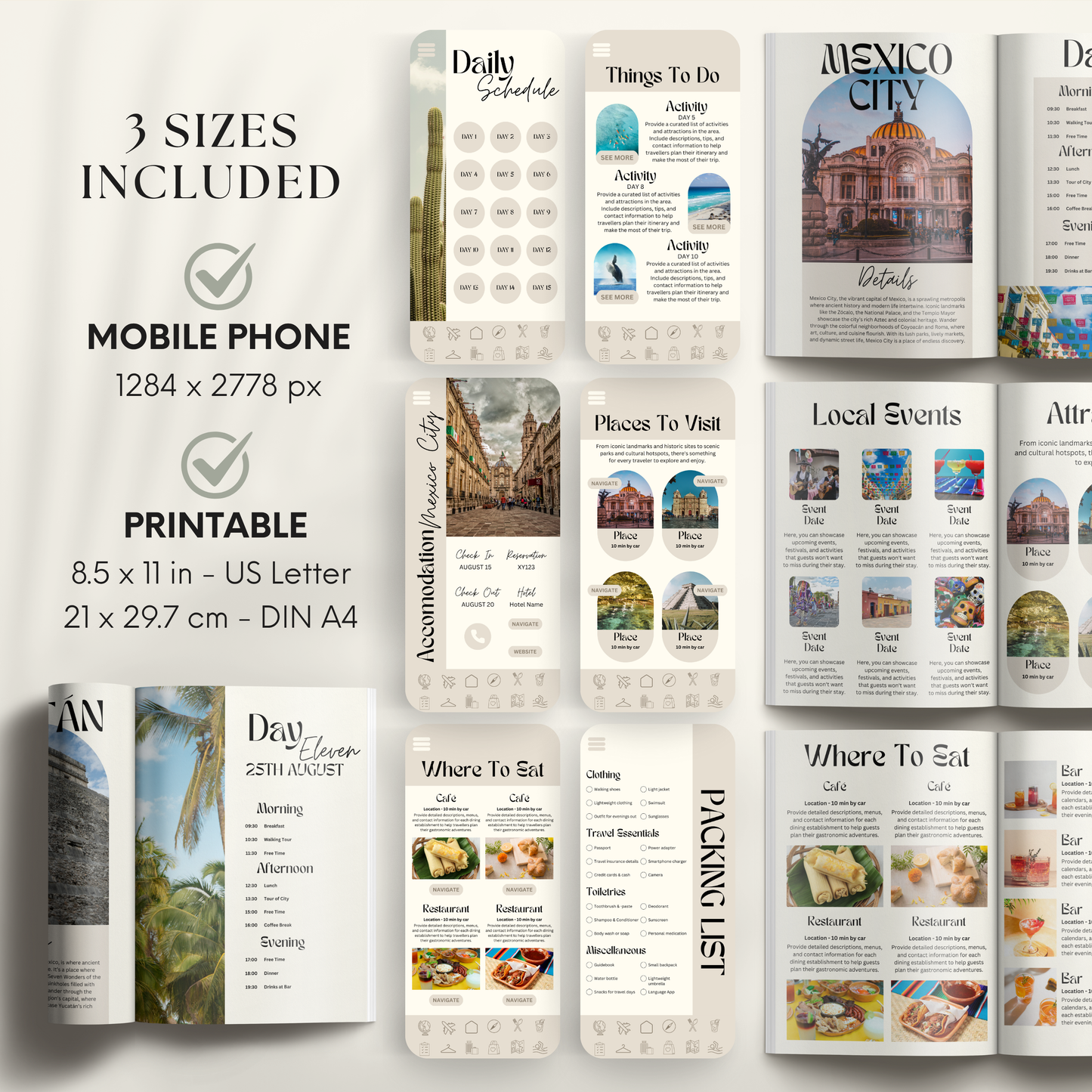 Mexico Travel Itinerary Template - BUNDLE