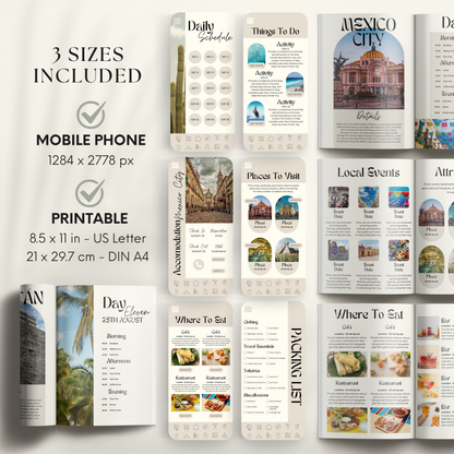 Mexico Travel Itinerary Template - BUNDLE