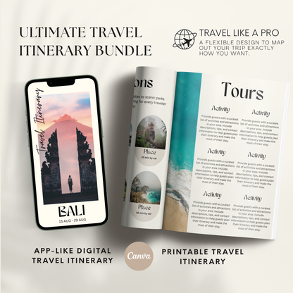 Bali Travel Itinerary Template - BUNDLE