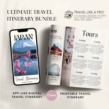 Japan Travel Itinerary Template - BUNDLE
