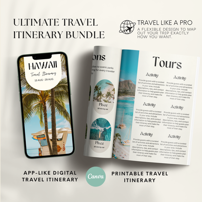 Hawaii Travel Itinerary Template - BUNDLE
