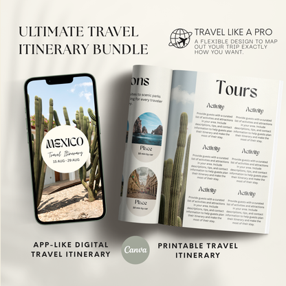 Mexico Travel Itinerary Template - BUNDLE
