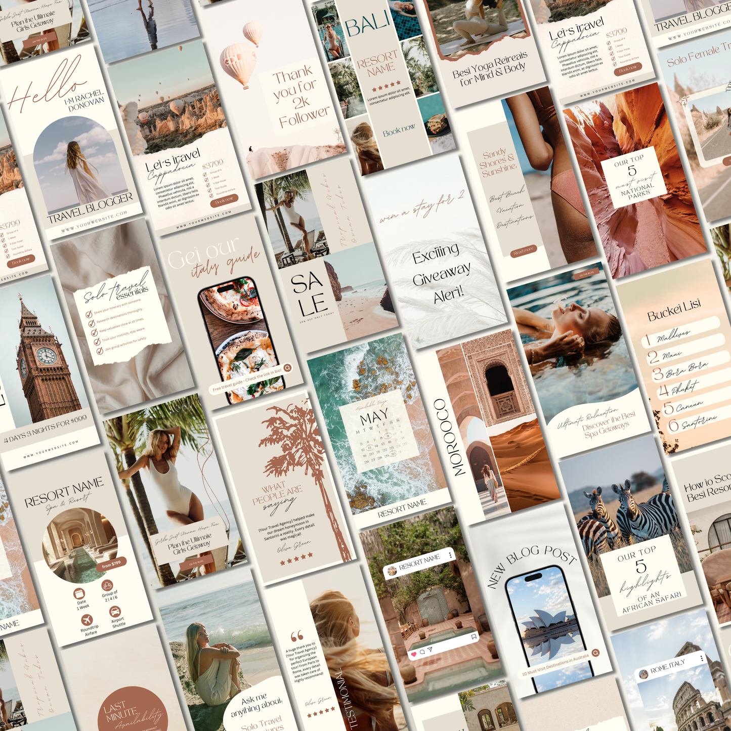 150 Travel Instagram Post & Story Templates