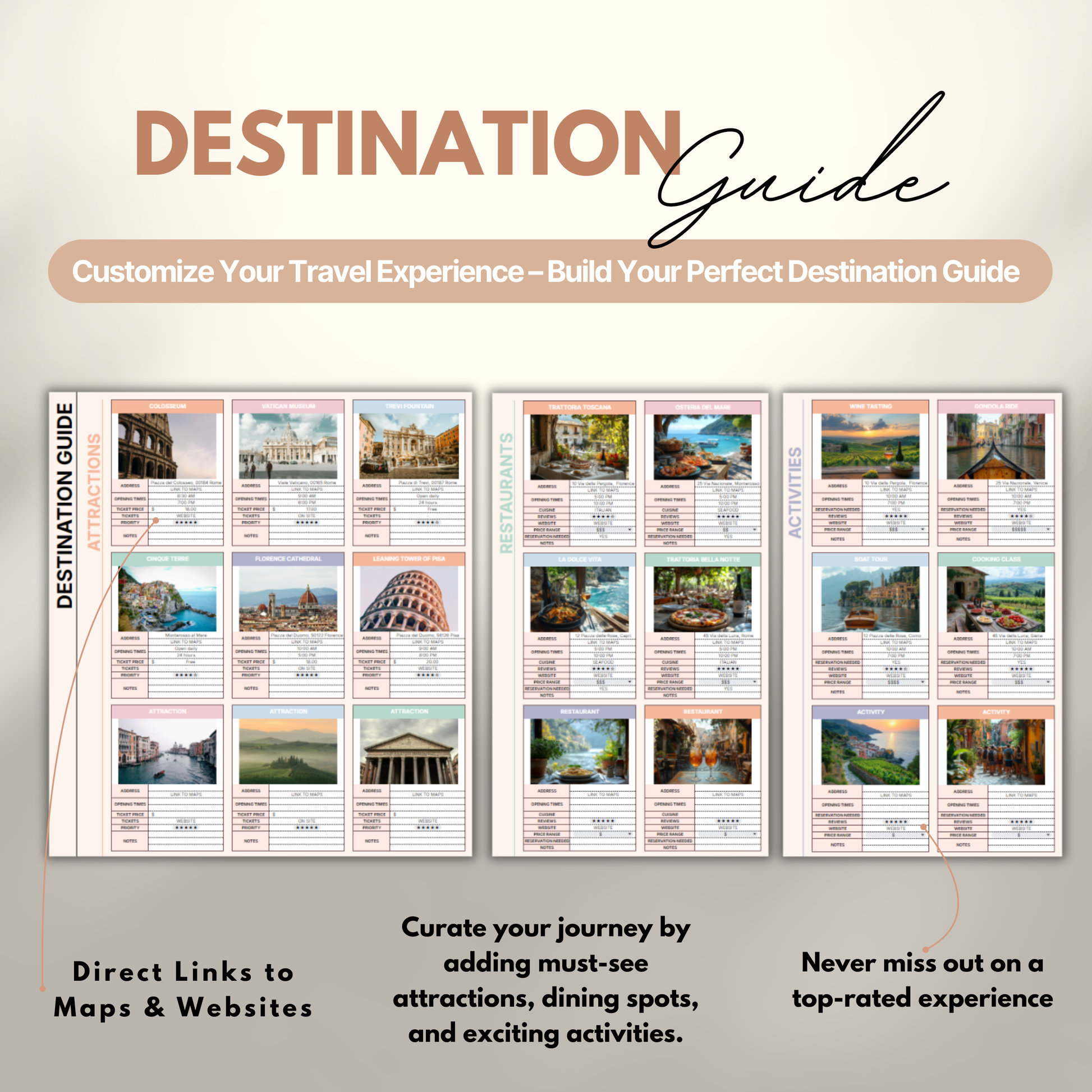 Overview of a digital travel planner showing the destination guide.