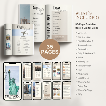 New York Travel Itinerary Template - BUNDLE