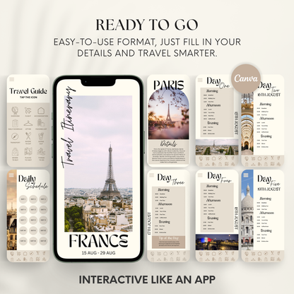 France Travel Itinerary Template - BUNDLE