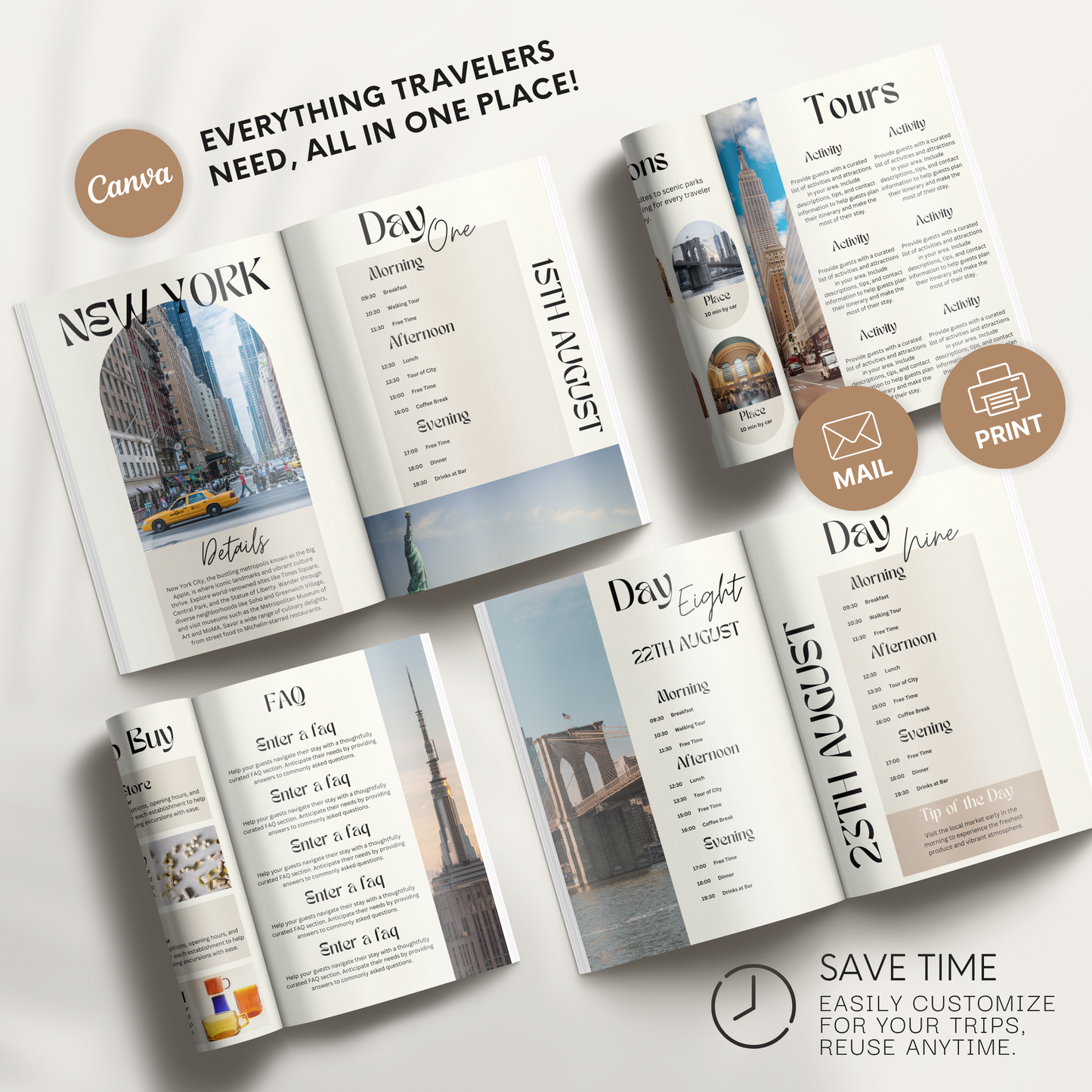 New York Travel Itinerary Template - BUNDLE