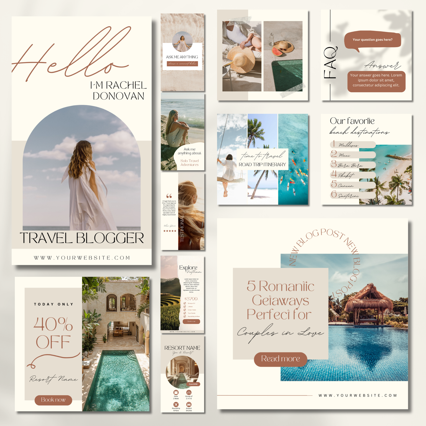150 Travel Instagram Post & Story Templates