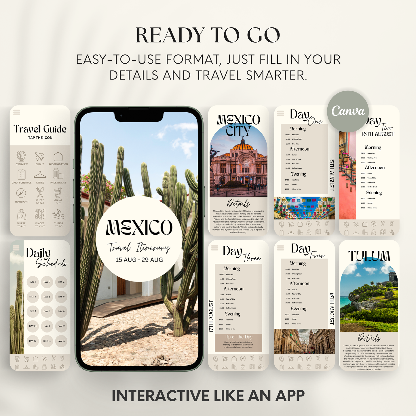 Mexico Travel Itinerary Template - BUNDLE