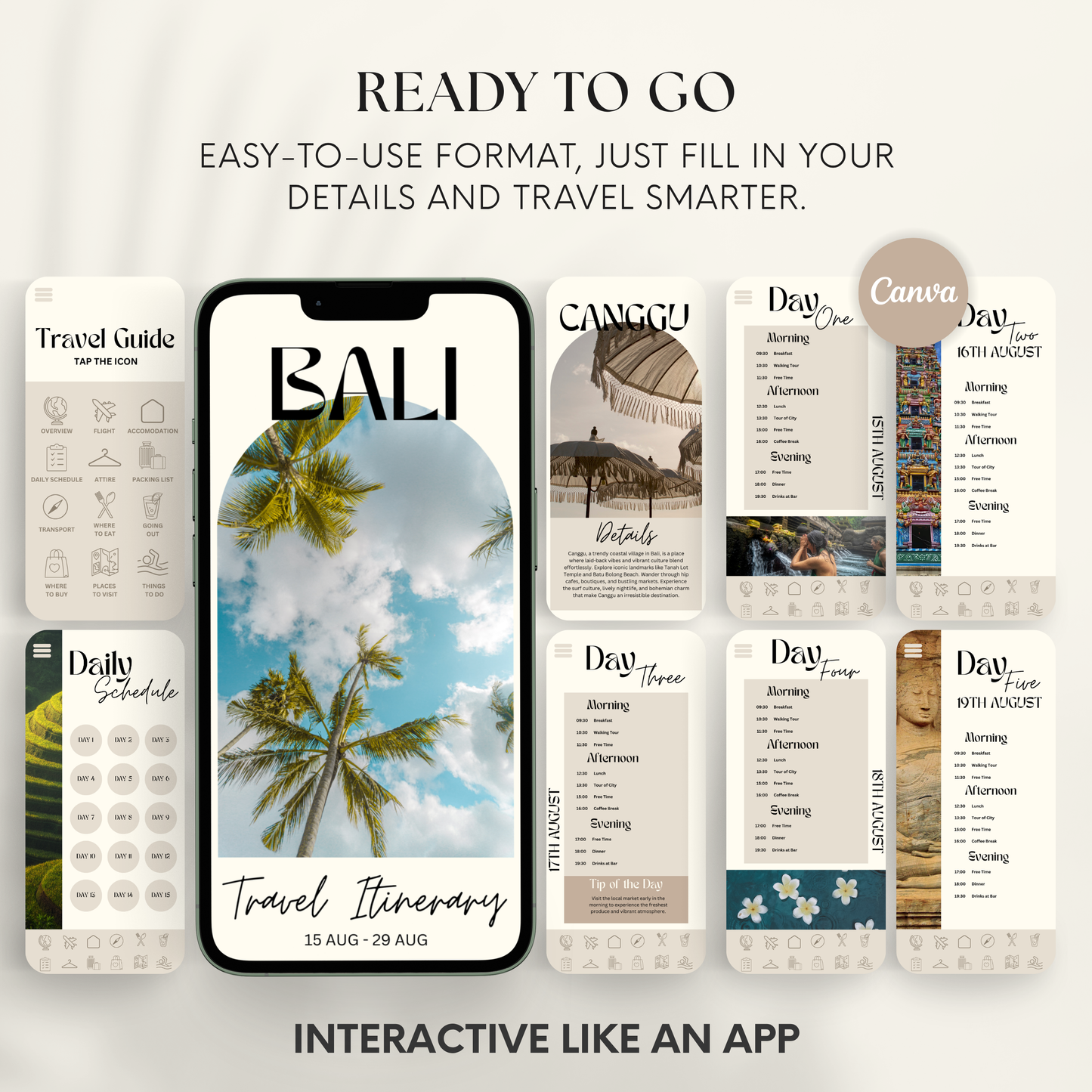 Bali Travel Itinerary Template - BUNDLE
