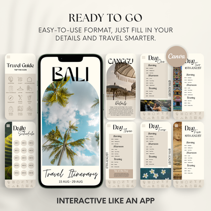 Bali Travel Itinerary Template - BUNDLE