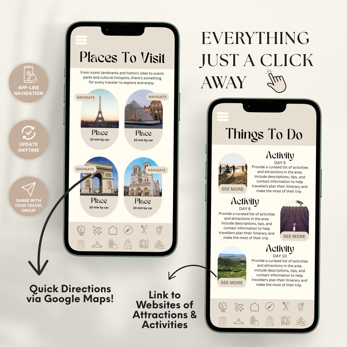 France Travel Itinerary Template - BUNDLE