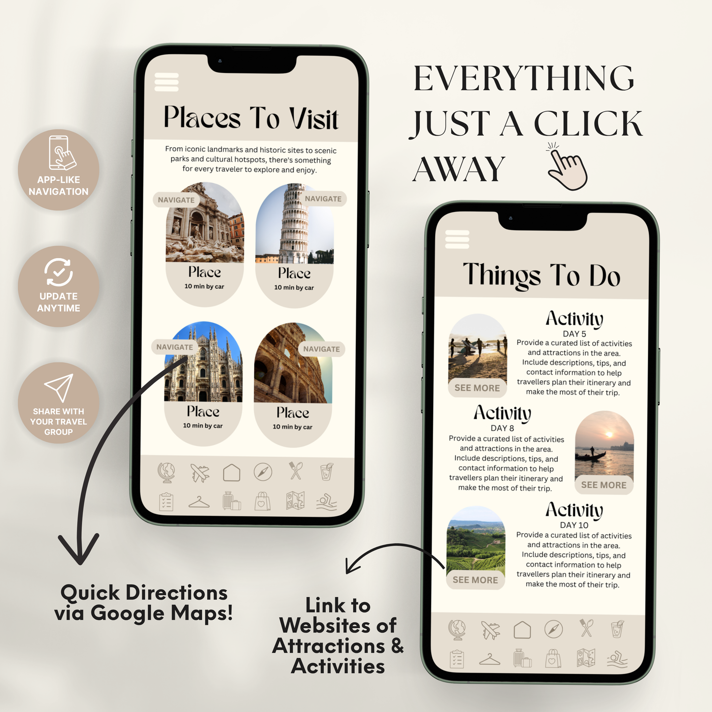 Italy Travel Itinerary Template - BUNDLE