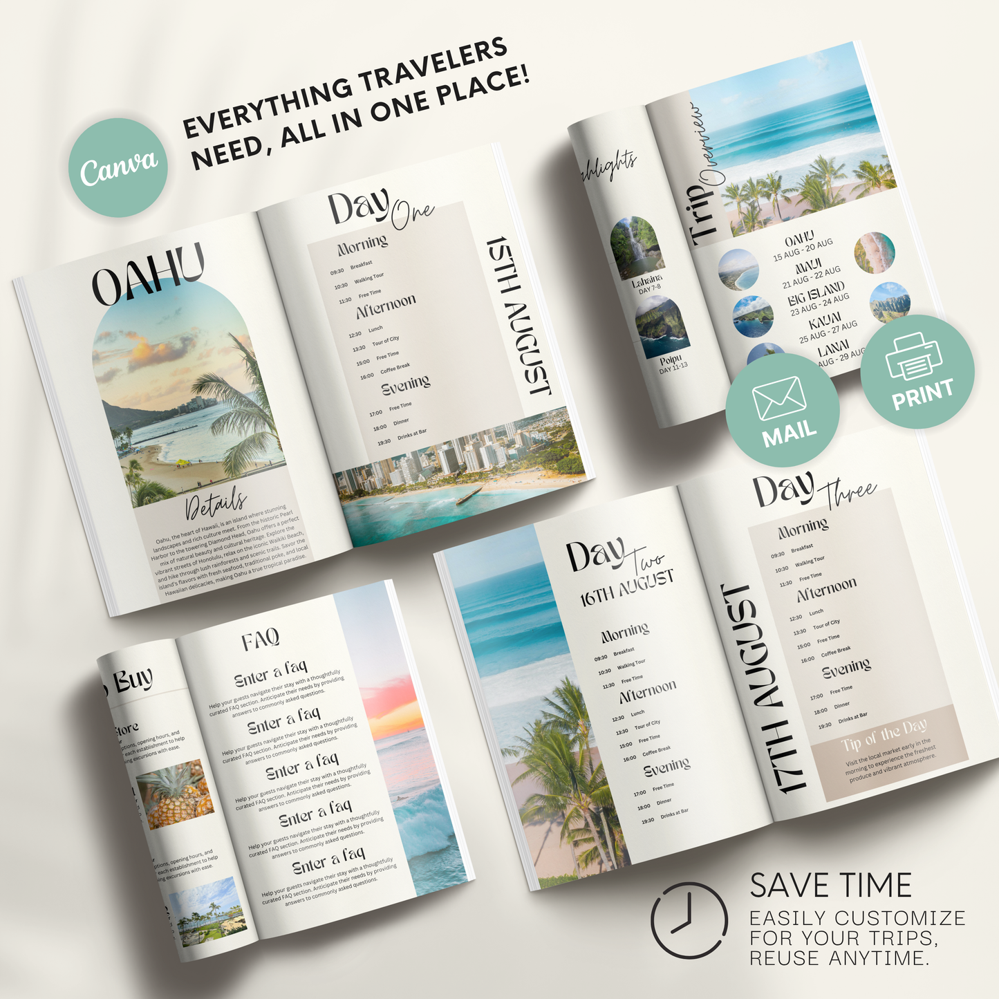 Hawaii Travel Itinerary Template - BUNDLE