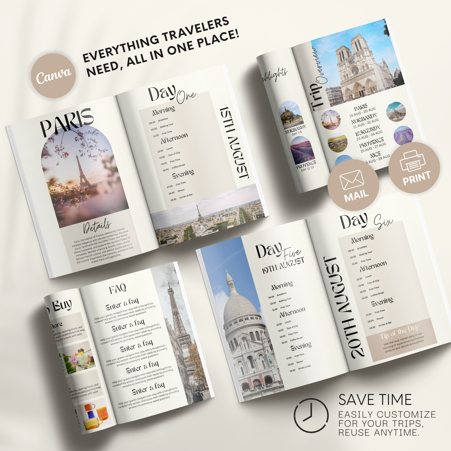 France Travel Itinerary Template - BUNDLE