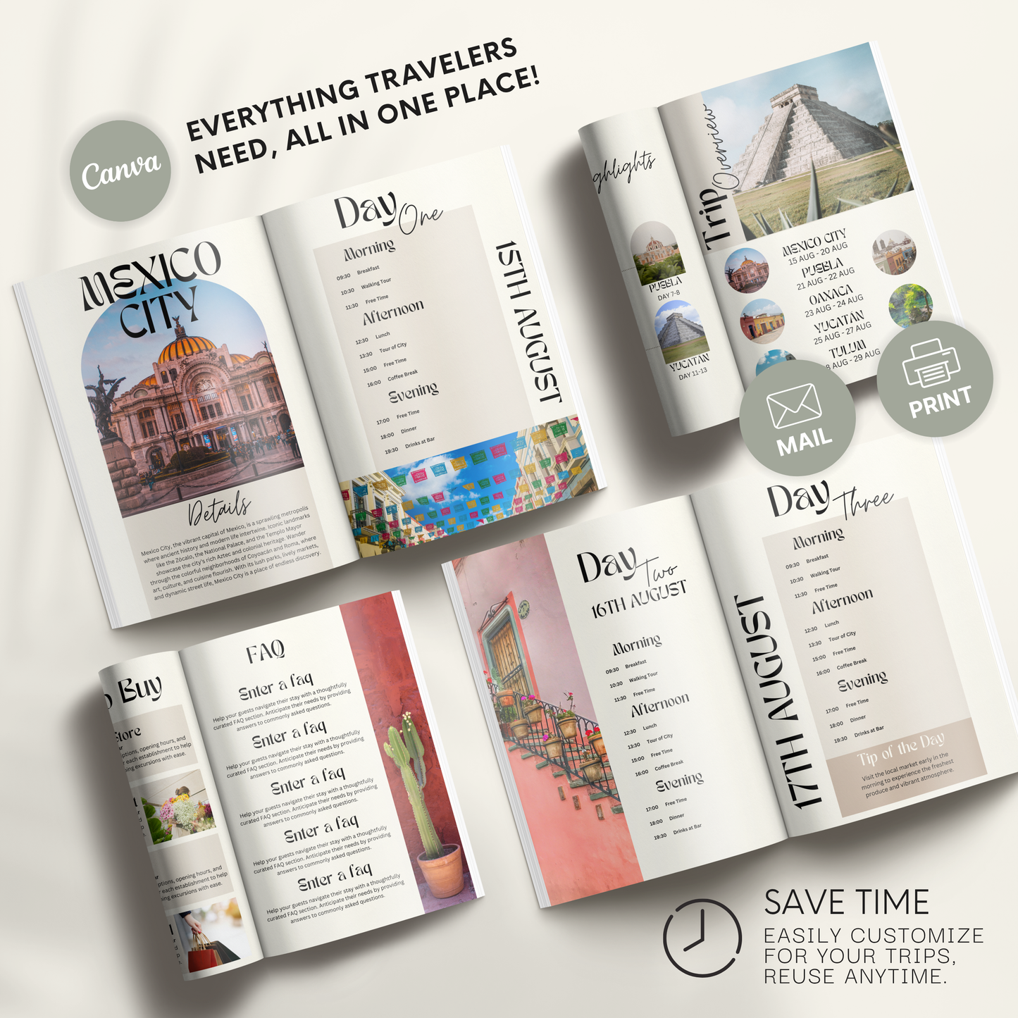 Mexico Travel Itinerary Template - BUNDLE