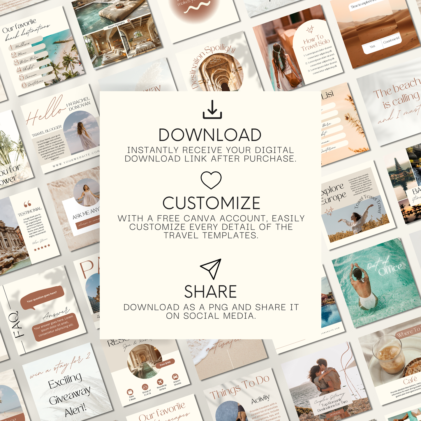 150 Travel Instagram Post & Story Templates