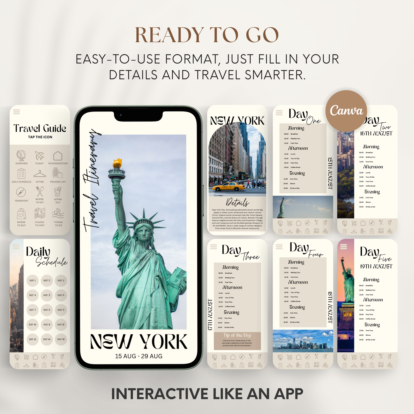 New York Travel Itinerary Template - BUNDLE