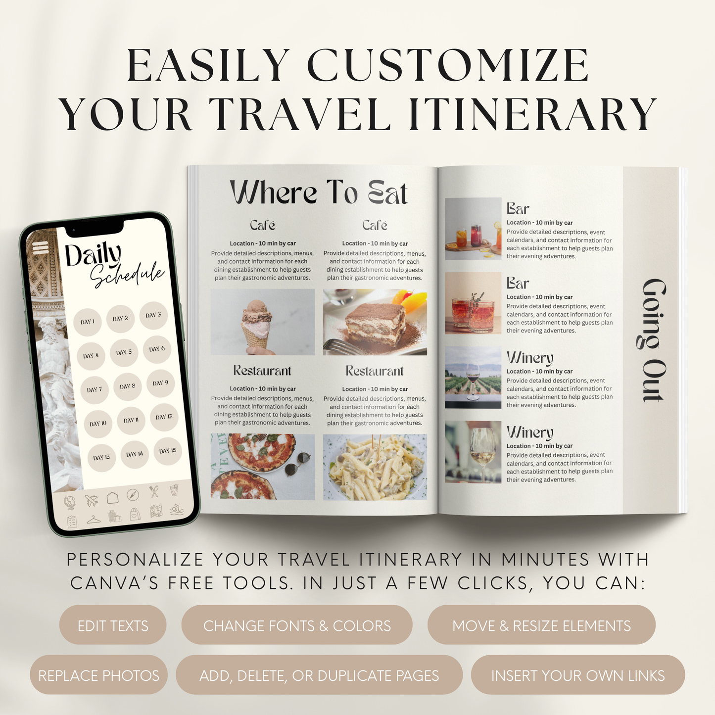 Italy Travel Itinerary Template - BUNDLE
