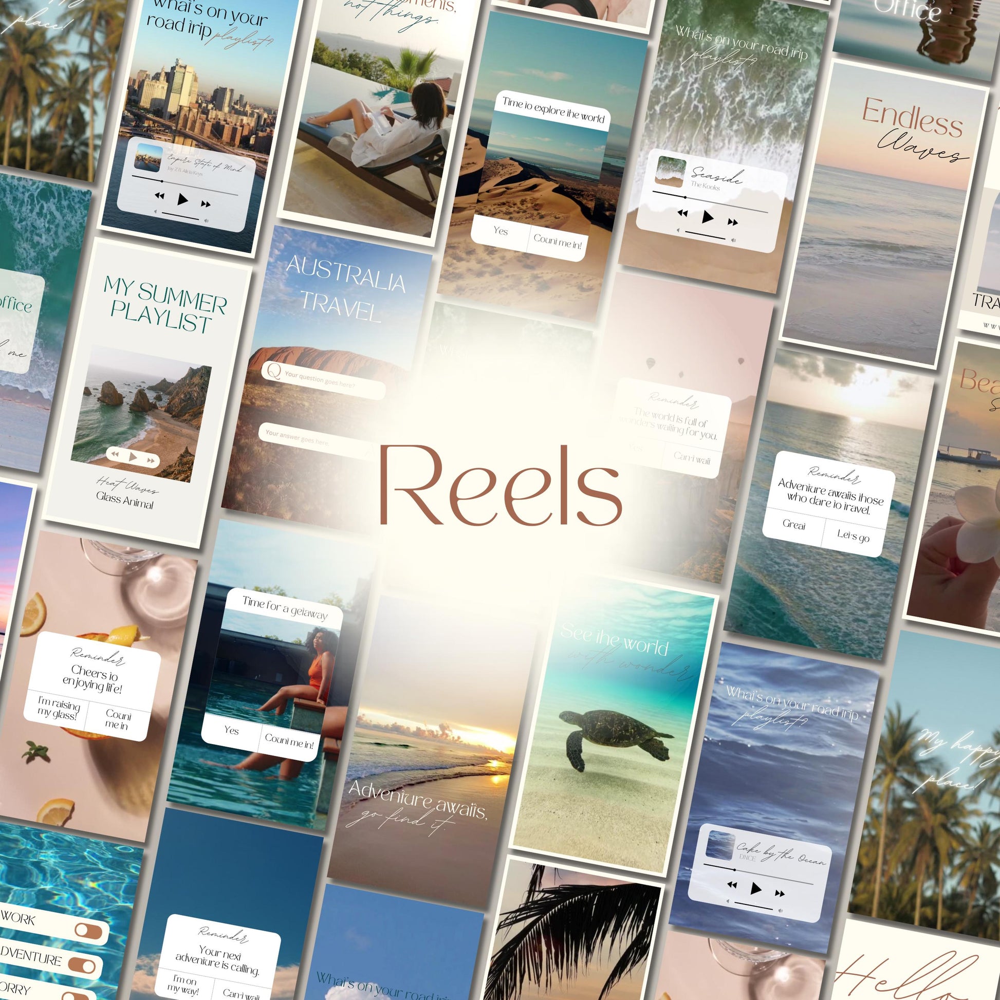 Grid of travel agent instagram templates.