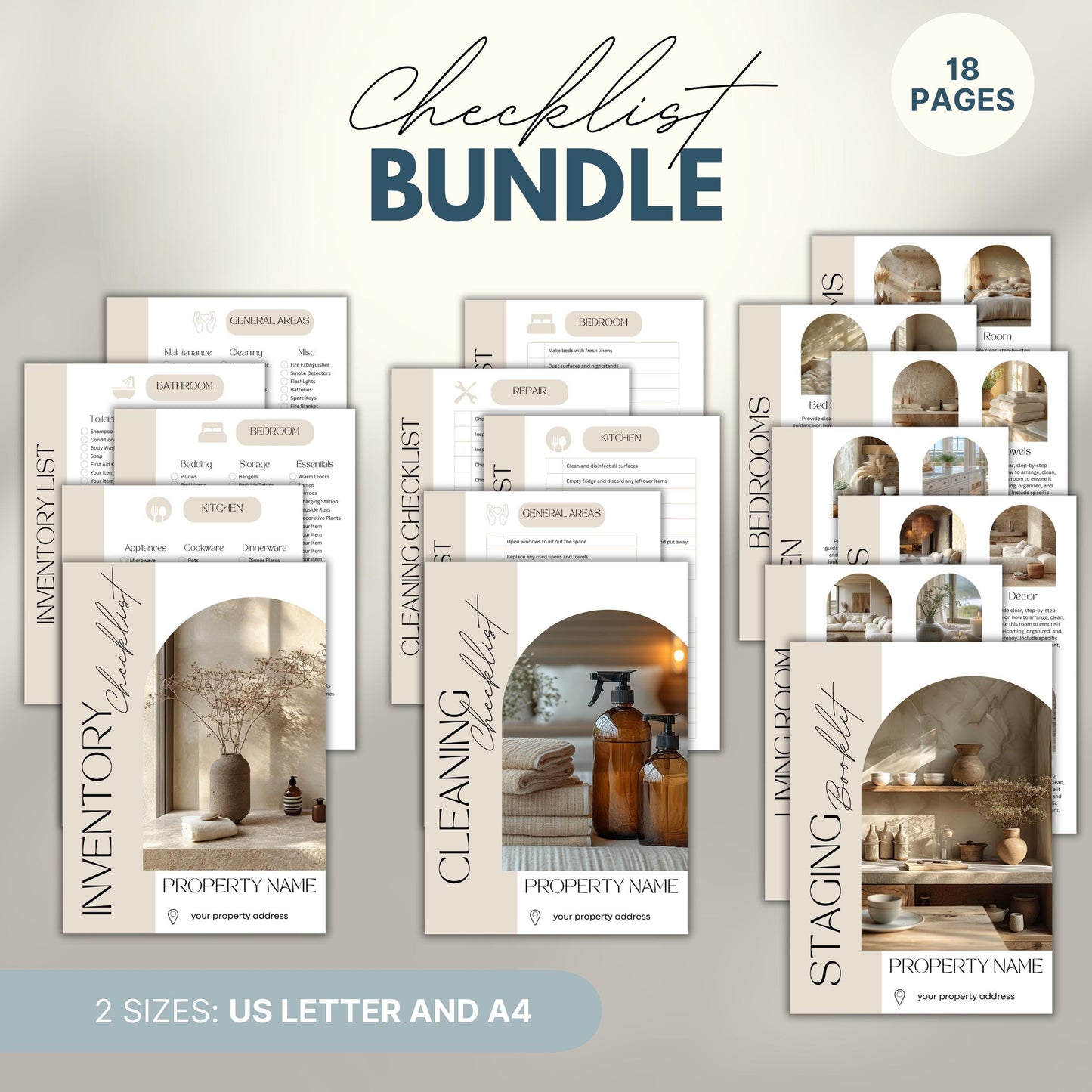 Overview of a airbnb host bundle showing airbnb checklists.